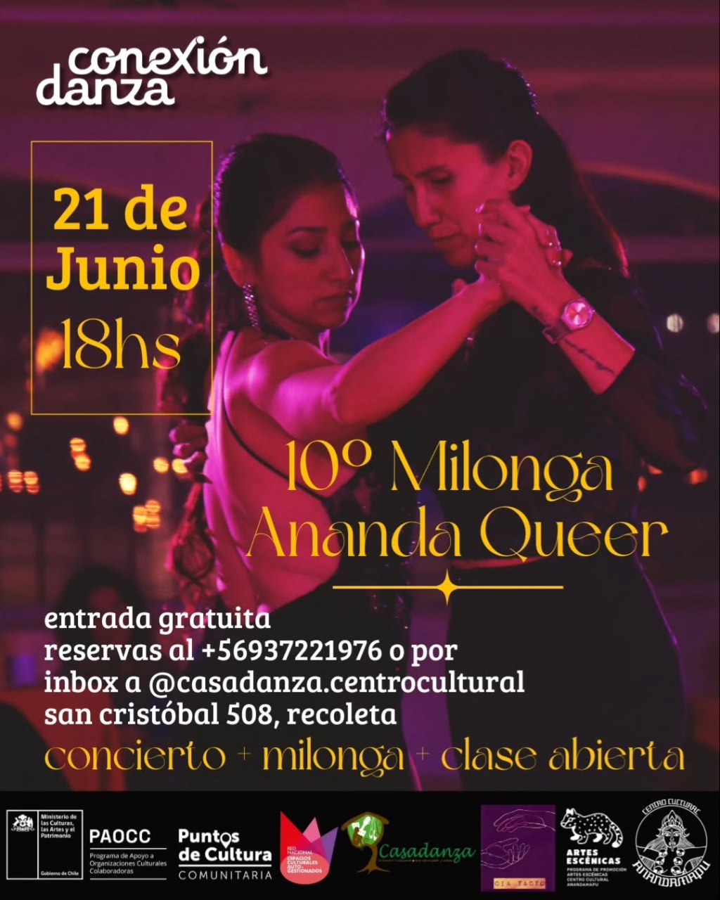 10ª Milonga Ananda Queer – “Baila con quien&nbsp;quieras”